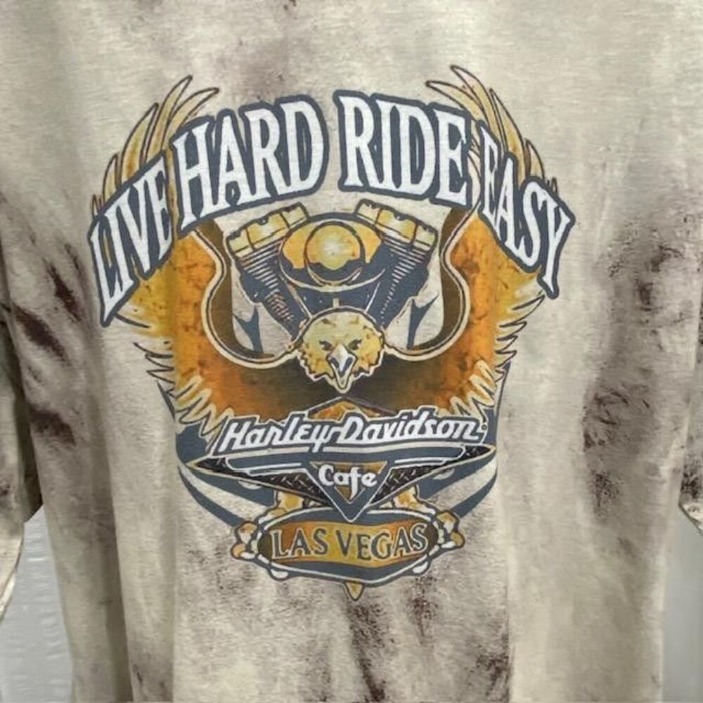 Harley Davidson Cafe Las Vegas Shirt XL Live Hard Ride Easy Motorcycle Graphic